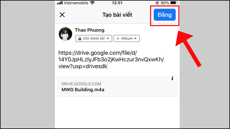 Vào Facebook, lúc này bạn chỉ cần dán liên kết vừa sao chép vào > Chọn Đăng.